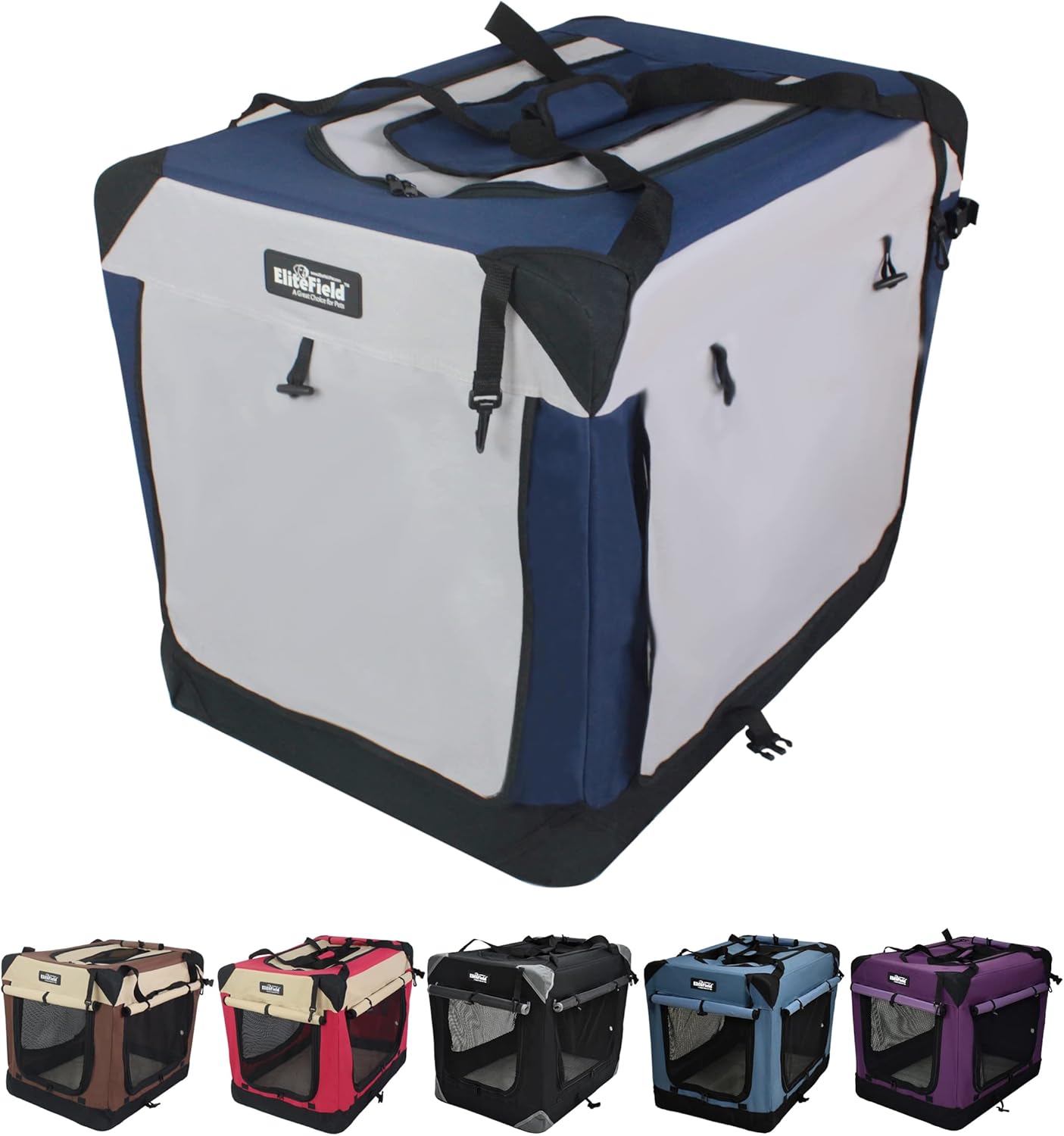 EliteField 4-Door Folding Soft Crate with Curtains with curtains down